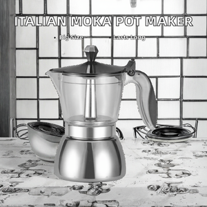 Cafetière Moka en aluminium argenté, machine à café <span class=keywords><strong>italienne</strong></span>, machine à expresso, pour cuisinière à gaz, accessoires de barista classiques pour la maison, grande taille - Product Image 2