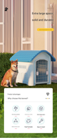 Novayapetix - Niche pour chien toutes saisons écologique, maisonnette amovible en plastique pour chiot, villa de jardin aérée avec porte grillagée sécurisée et crochet pour animaux de compagnie