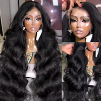 Pelucas de Encaje Frontal Liso Extremo Sin Pegamento, Pelucas de Encaje HD Completas, Pelucas de Cabello Humano con Encaje Frontal Transparente HD para Mujeres Negras