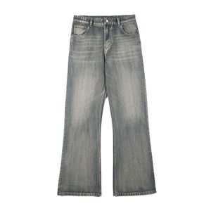 Jean en denim délavé coupe large style streetwear tendance, imprimé hip-hop, décontracté, hiver-printemps - Product Image 2