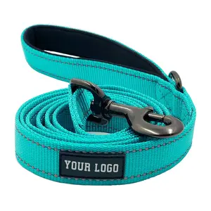Custom Pet Products Durable 6 Foot Reflective Braided Nylon Dog Leashes With Logo
