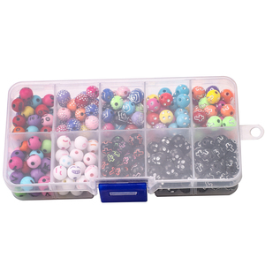 ZHB 8mm perles acryliques rondes 200 pièces sourire émoticône Rose à motifs boule de points en plastique perles entretoises rondes pour la fabrication de bijoux - Product Image 6