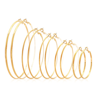 Nouvelles boucles d'oreilles créoles classiques tendance 2026, ensembles de différentes tailles, surface lisse, plaqué or, pour femmes