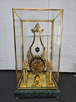 Reloj de Mesa/Estante de Estilo Francés, Antiguo, de Latón, con Péndulo Cónico Giratorio, Bola Voladora, Silencioso, con Fase Lunar