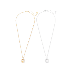 Collana con Ciondolo a Forma di Lettera J con Diamante 10x15cm, Catena alla Moda in Acciaio, Tono Argento e Oro - Product Image 2