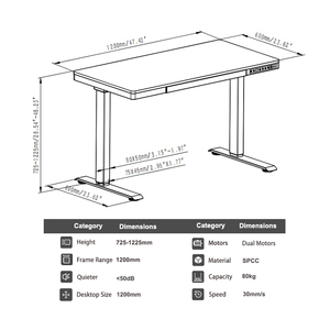 手動コントローラー自動高さ調整可能スタンディングデスクデュアルモーターオフィスコンピュータ用リフトテーブル引き出し付き - Product Image 2