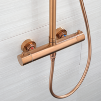 Mitigeur de douche thermostatique brossé style hôtelier avec barre coulissante et jet pluie - Ensemble mural moderne et minimaliste en acier inoxydable 304 avec cartouche céramique