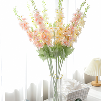 Delphinium Ajacis artificiel blanc et bleu, fleurs en soie avec tiges pour décoration de mariage, maison, jardin, Noël