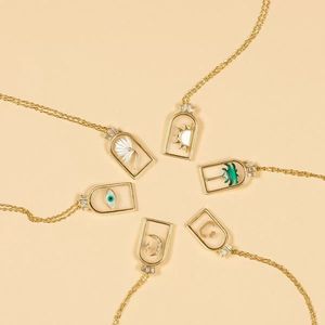 Kalung mahkota Zircon liontin bunga bulan matahari mata pohon kelapa <span class=keywords><strong>Tarot</strong></span> transparan motif kaca musim panas - Product Image 3