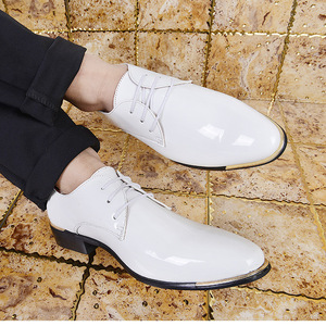 Men's Black Patent Leather Dress Shoes Pointed Toe Lace Up Formal Wedding Groom Shoes Size 45 46 Korean Style Business Oxfords - Product Image 2