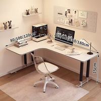 Bureau d'ordinateur en bois blanc de luxe en forme de L avec un design moderne pour le bureau à domicile et une optimisation idéale pour l'utilisation d'imprimantes