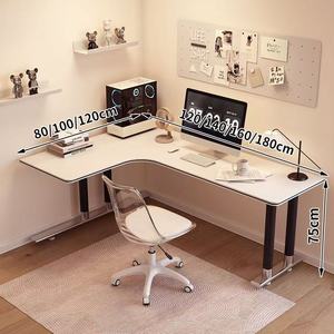 Bureau d'<span class=keywords><strong>ordinateur</strong></span> en bois blanc de luxe en forme de L avec un design moderne <span class=keywords><strong>pour</strong></span> le bureau à domicile <span class=keywords><strong>et</strong></span> une optimisation idéale <span class=keywords><strong>pour</strong></span> l'utilisation d'imprimantes - Product Image 2