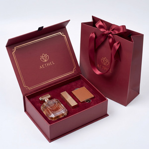 Boîte-cadeau de parfum <span class=keywords><strong>en</strong></span> carton rouge bordeaux foncé de luxe personnalisée pour flacons <span class=keywords><strong>en</strong></span> verre de 100 ml, emballages de parfum cosmétique haut de gamme - Product Image 1