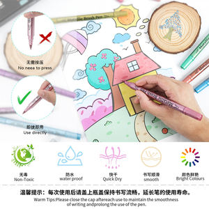 Juego de rotuladores acrílicos de doble punta apilable a base de agua para niños de cabeza suave de dibujo fino de 12 colores - Product Image 6