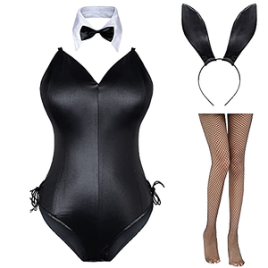 <span class=keywords><strong>Disfraz</strong></span> de Cosplay de Anime Bunny Girl para <span class=keywords><strong>Mujer</strong></span>, Sexy, de Cuero Sintético, Body de Una Pieza, Medias Acolchadas Extraíbles, Conjunto Completo - Product Image 1