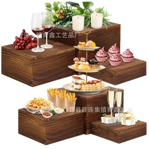Wooden <b>Display</b> <b>Rack</b> Retro Style Desktop Cake Dessert Stand Multipurpose Storage Box Qx826 - Product Image 5