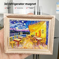 Aimant de réfrigérateur avec cadre photo Van Gogh - Souvenir de voyage sur le thème des tableaux célèbres du monde, décoration de style européen, tuile magnétique en résine, cadeau