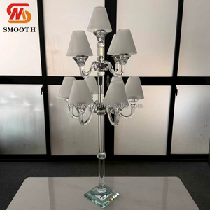 SMOOTH Table Centerpiece Clear Crystal <b>Rod</b> Base White Lampshade 11 Heads Candle <b>Holder</b> for Wedding Home Party Events Decor - Product Image 3