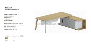 Bureau de direction en forme de L avec pieds en bois Table de bureau moderne MFC MDF pour patron PDG - Product Image 6