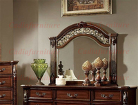 Meubles de chambre à coucher américains en bois sculpté, lit décoratif antique, lit king-size, meubles de chambre à coucher marron
