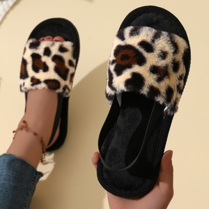 Happyslides Custom Logo Indoor Use Fluffy Fur Flat Slides Sandals for Women Light Weight Warm Slippers for Autumn Winter - Product Image 3