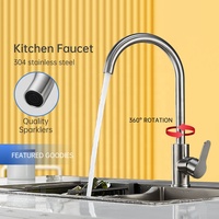 Robinet de cuisine moderne en acier inoxydable 304, finition brossée, monocommande, avec cartouche céramique, rotation à 360 degrés, pour montage latéral sur comptoir, idéal pour hôtels