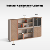 Armoire de rangement de bureau exécutive moderne en bois massif écologique, grande capacité, modulaire, avec poignée dissimulée pour bureau à domicile