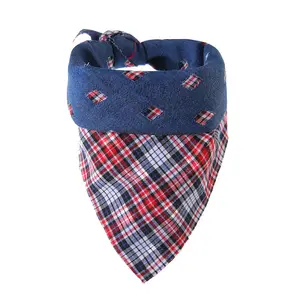 Customised Logo Patterns Design Plaid Pet Scarf Washable Dog Bandanas Custom for Small and Large Dogs Scarf Bandana