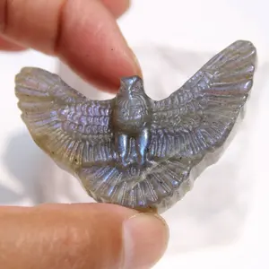 Águila labradorita púrpura para decoración, artesanía de cristal, Carvings de animales, precio al por mayor