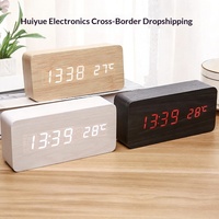 Jam Alarm Mekanik Kayu Kreatif dengan Layar LED Digital Bercahaya, Termometer, Kalender, Penunjuk Suhu, dan Fitur Senyap untuk Meja Samping Tempat Tidur