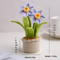 Nouvelle fleur artificielle en pot de narcisse, faite à la main au crochet, pour décoration intérieure ou à suspendre au tableau de bord de la voiture