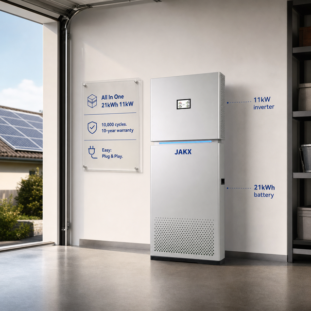 JAKX Residential Energy Storage System 21kWh LiFePO4 11kW Solar Power System With Inverter and Battery Microinverter Storage