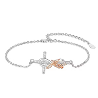 Bracelet à breloque croix en argent sterling 925, bijoux minimalistes tendance pour femmes, vente en gros