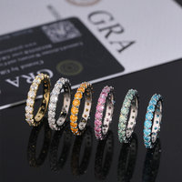 RINNTIN ZF148 Hot Sale Gekleurde Moissanite Ring 925 Sterling Zilver 3mm D VVS Moissanite Diamant Eternity Ring