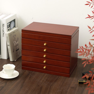 Boîte de rangement en bois de grande taille avec tiroir, présentoir à bracelets, rangement pour accessoires féminins, pour bagues, colliers, boucles d'oreilles - Product Image 4