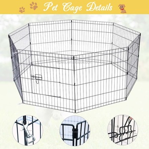 8 paneller Metal tel Pet kafesleri katlanabilir açık tavşan kedi köpek muhafaza evcil hayvan oyun parkı köpek çit - Product Image 2