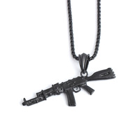 Vente en gros personnalisé 925 argent sterling plaqué or AK-47 mitrailleuse pendentif collier pistolet porte-clés