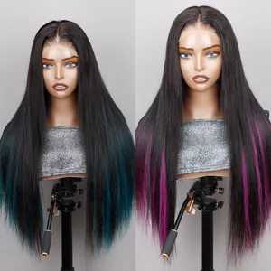 Highlight Ombre Blue Raw Hair Hd Lace Frontale Pruiken Voor Black Women Beauty Raw Vietnamese Hair Pruik Human Hair Lace Front