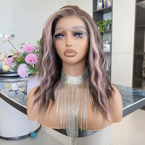 High-quality 13x4 HD <b>Lace</b> Front Wigs Transparent Synthetic Short Water Wave Heat Resistant Custom Scandi Hairline - Product Image 2