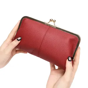 AndoBag Cartera con Cierre Kiss Lock para Mujer, Cuero Vacuno Genuino, Gran Capacidad, Tarjetero, Bolso de Mano de Moda, Monedero para Teléfono 1468 - Product Image 6