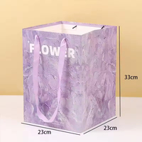 Floral Print Paper Flower Bouquet Bag 23x23x33cm (9x9x13 Inch) Square Gift Packaging Bag with Handle
