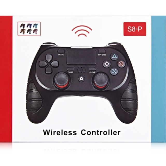 SKY-S8 Wireless Game Controller for PS4/PC/Android/iOS, Dual Vibration 6-Axis Gyro Gamepad with Touch Panel