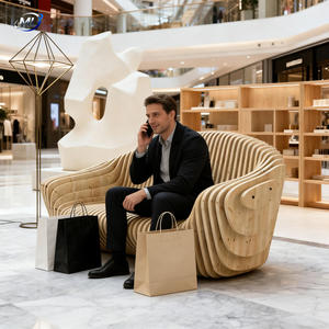 Sillón de Madera Cuadrado Moderno con Diseño Ecológico para Uso en Villas, Casas de Lujo y Escuelas - Product Image 4