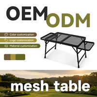 Table pliante robuste en maille de fer avec extensions et pieds réglables pour barbecue et camping en extérieur