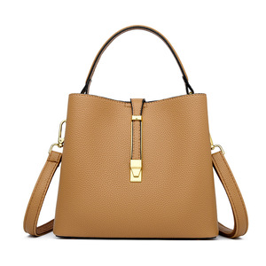 Middle-aged Mother Ladies Bucket <b>Bag</b> Handbag Shoulder Messenger <b>Bag</b> Soft Leather <b>Bag</b> - Product Image 3