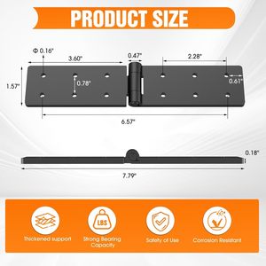 Bisagra de acero plegable de doble capa con acabado electrochapado negro para puertas y vallas de madera contrachapada pesada - Product Image 2