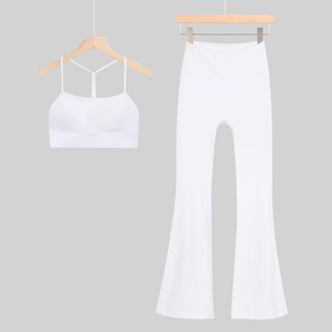 Ensembles de vêtements de yoga pour femmes de couleur unie, personnalisables, écologiques, grandes tailles, excellente élasticité, logo frontal, respirants pour les exercices de yoga - Product Image 3
