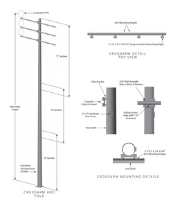 Poteau de ligne de transmission extérieur en acier LONGT/OEM, galvanisé à chaud, hauteur 3m-35m, durable, résistant au vent (180km/h), garantie 5 ans - Product Image 4