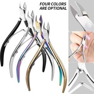 Tijeras para cutículas de uñas en 4 colores, manicura de acero inoxidable, cortaúñas coloridas, removedor de piel muerta, pedicura, alicates de pico de águila - Product Image 1