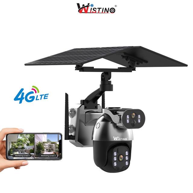 Wistino 4g Lte Security Camera Outdoor Solar Panel Monitor System Color Night Vision Auto Tracking Solar Camera